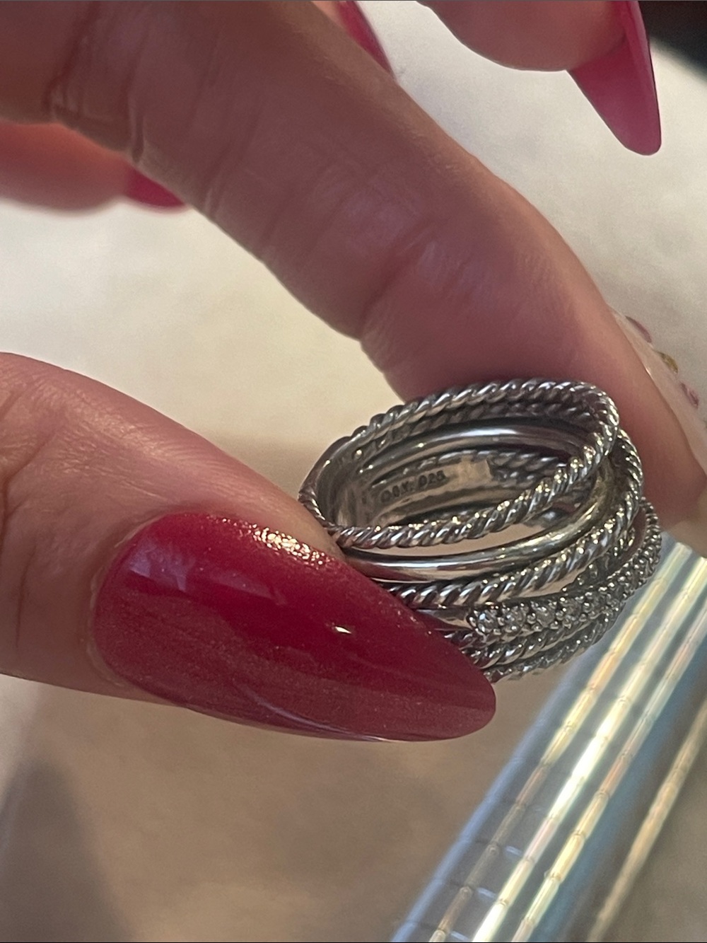 David Yurman Multi-Band Silver-Tone Stackable Ring - Picture 3 of 6
